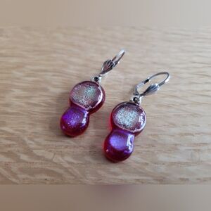 Sterling Silver 925 Dichroic Glass Drop Earrings – Handmade Look